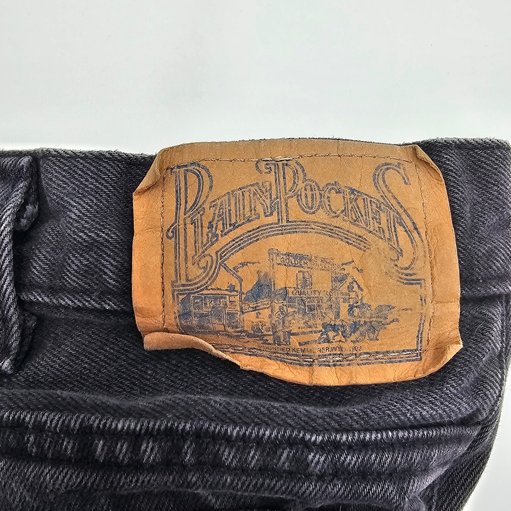 Vintage PLAIN POCKETS Mens 40x36 Black Denim Jeans Straight Leg Casual Workwear - Picture 3 of 5